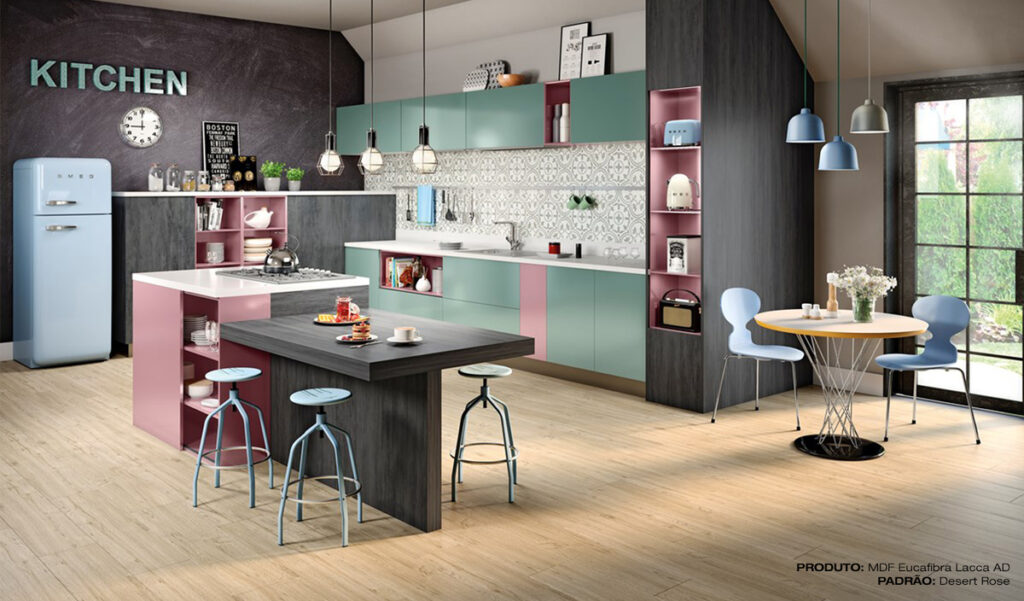 Confira as principais combinações da Eucatex para você colocar mais cores de MDF na sua cozinha