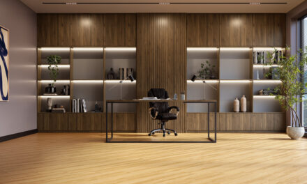 Working +: opções de padrões amadeirados da nova linha Eucafloor LVT Vinílico aplicados em ambientes corporativos